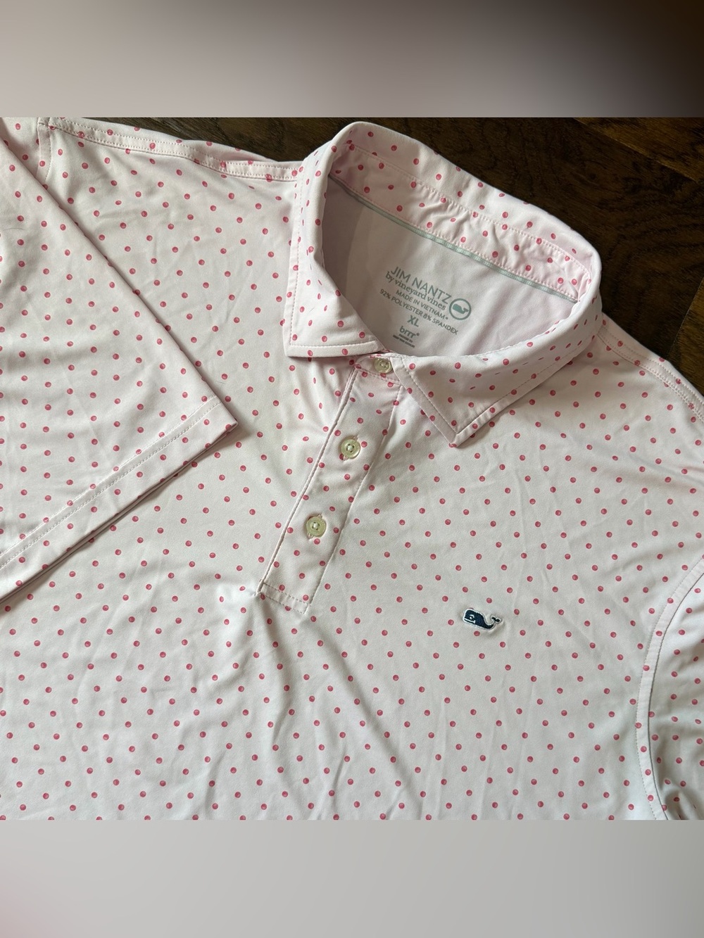 Vineyard Vines Jim Nantz Brrr Golf Polo Shirt Men’s XL Pink Polka Dot FWCC Logo